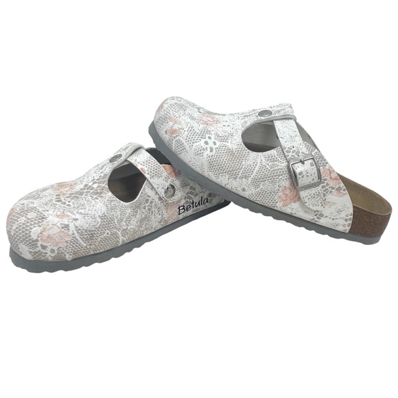 Betula By Birkenstock Floral Pink Brown Boston Clogs Size Ladies 7 Mens 5 - Picture 3 of 11